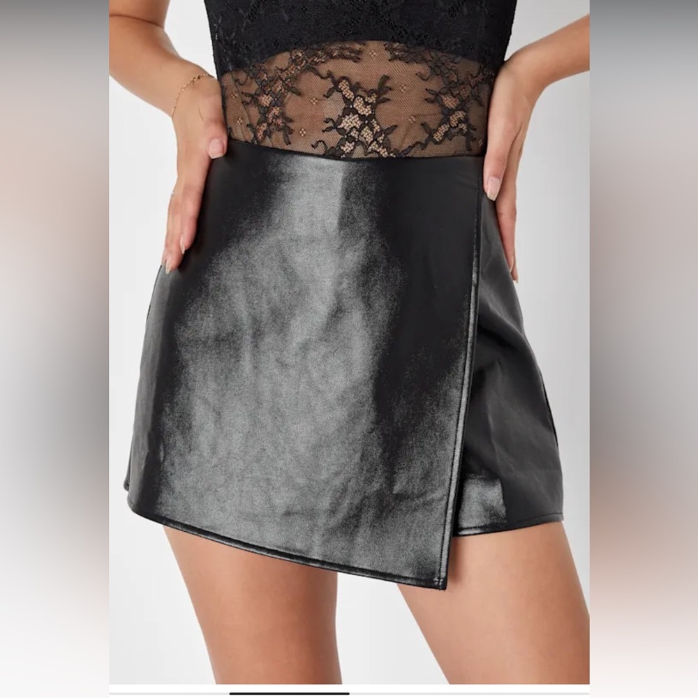 Lulu's Shiny Black Mini Skirt